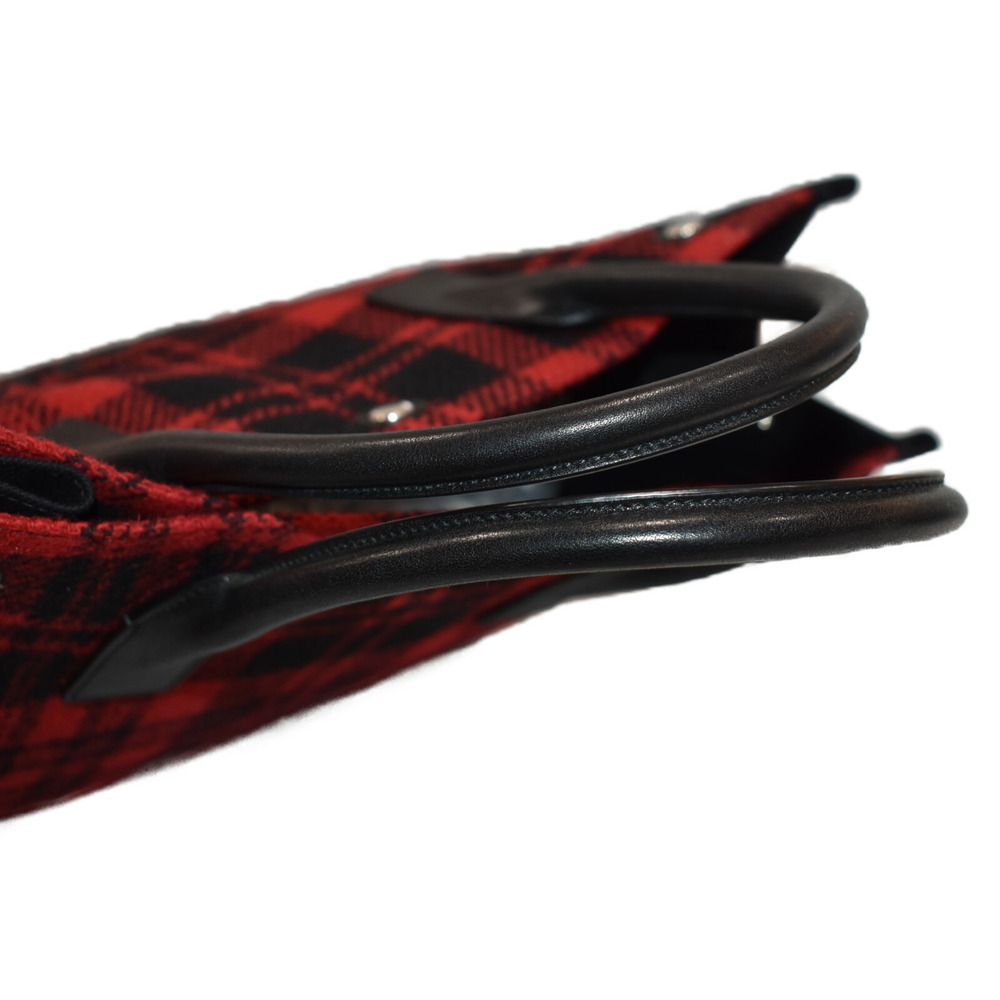 SAINT LAURENT Rive Gauche Red Black Tote Bag Check Fits - Picture 6 of 7